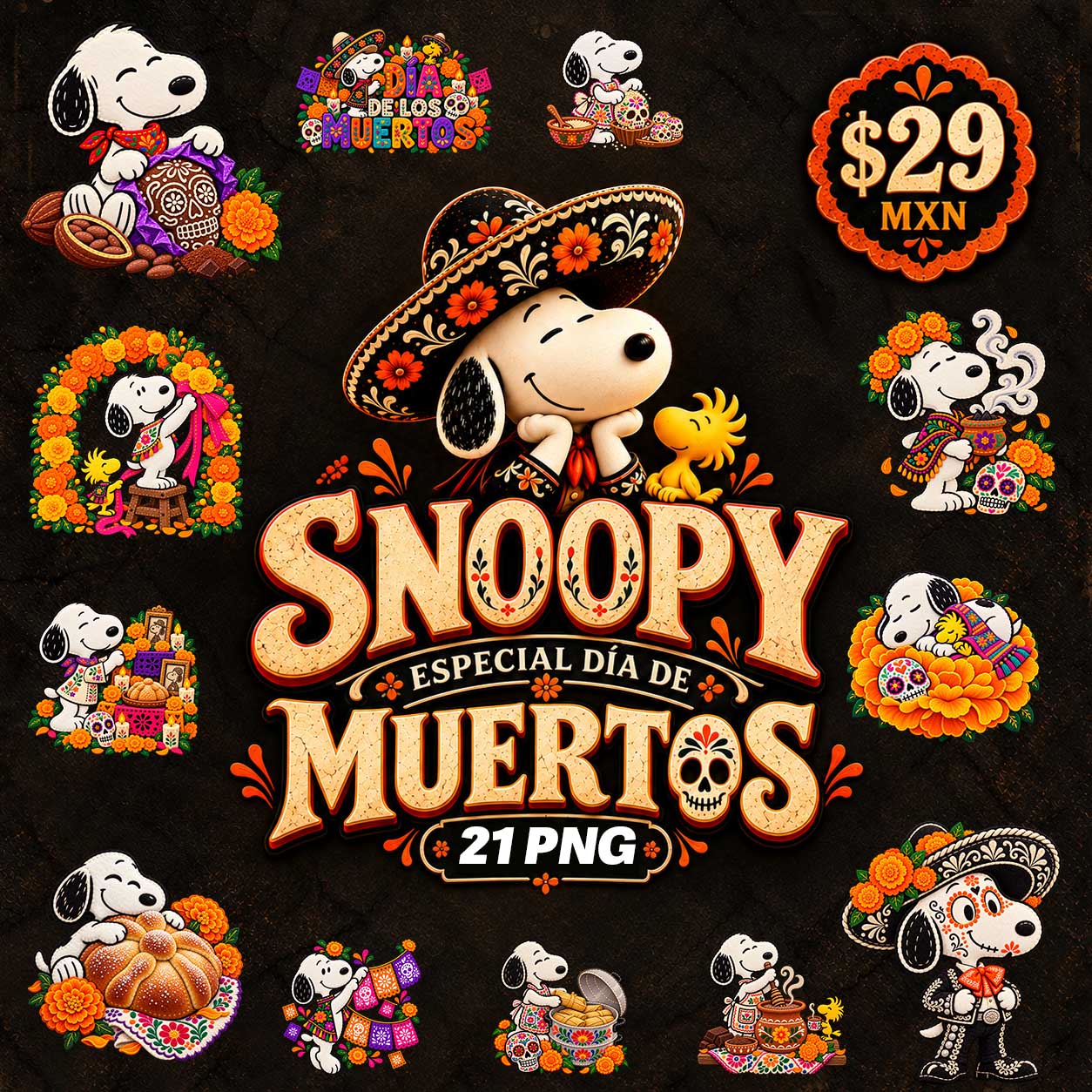 Snoopy Especial Día de Muertos – 21 Diseños PNG